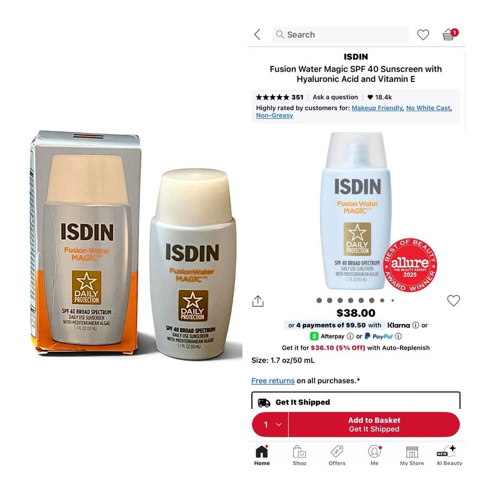 ISDIN Fusion Water Magic SPF 40 Sunscreen 1.7 oz / 50 mL. NIB!